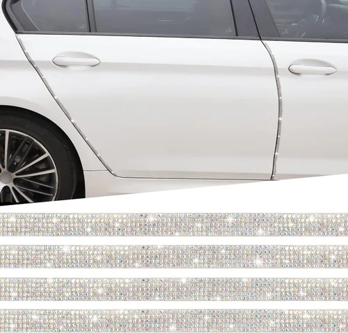 Vista 13 de TOMALL Bling Protector de Puerta de Coche Parachoques Anticolisión Tira Adhesiva de Cristal Antiarañazos Cristales Protector de Parachoques