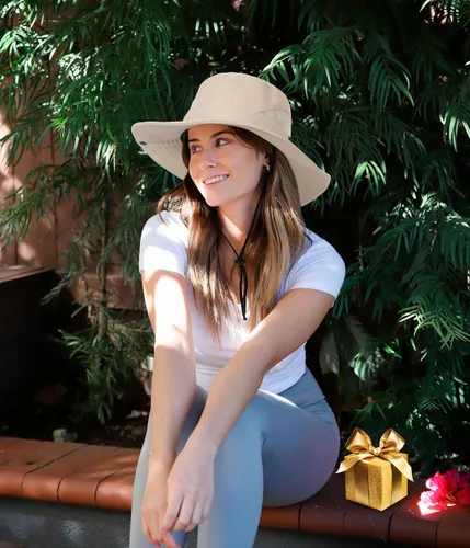 Vista 3 de Women Summer Sun Hat Outdoor Sun Protection Bucket Hat Wide Brim Beach Hat Safari Hat
