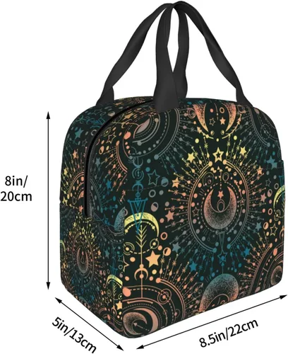 Vista 4 de Bolsa de almuerzo con diseño de astrología mágica y luna, con aislamiento, reutilizable, impermeable, portátil, para mujeres, hombres, niñas y niños