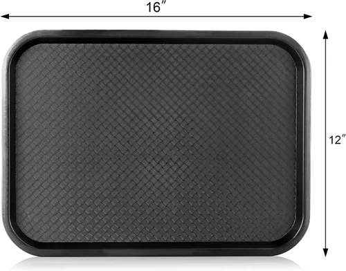 Vista 2 de New Star Foodservice Bandeja de comida rápida, juego de 12 (negro, 12 x 16 pulgadas)