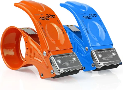 Vista 14 de BOMEI PACK Dispensador de cinta de embalaje de metal, dispensador de cinta pesada de mano resistente de 2 pulgadas, 2 unidades, azul