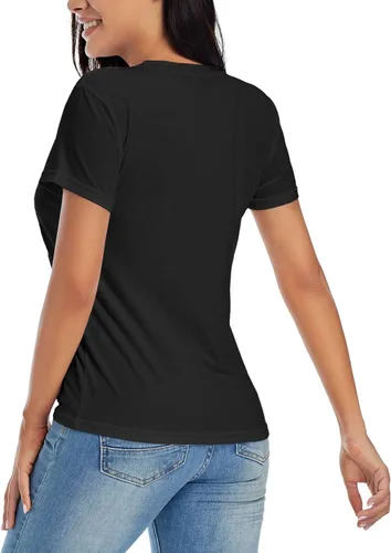 Vista 4 de Camisa para mujer Camiseta de manga corta Top Casual Moda Tee Negro