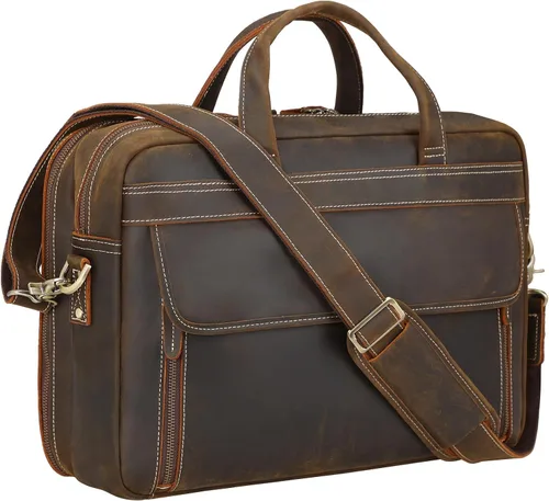 Vista 10 de Masa Kawa Maletín de Cuero para Hombre de 15.6", 17" para Computadora Portátil, Bolso de Negocios, Viaje, Trabajo, Mensajero, Bandolera, Bolso