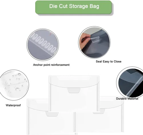Vista 4 de 20 paneles de almacenamiento de sellos transparentes, bolsa de almacenamiento troquelada resellable, paneles organizadores de sellos de plástico