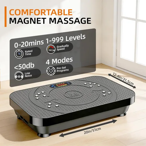 Vista 4 de PBYRD Vibration Plate Exercise Machine -Full Body Shaker with Auto Mode, Acupressure Massage & Silicone Pedal, for Lymphatic Drainage, Weight Loss &