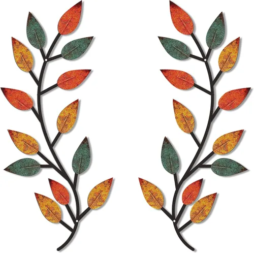 Vista 15 de Zhengmy 2 piezas de metal hoja de árbol decoración de pared de hoja de olivo vid hoja de olivo arte de pared sala de estar, decoración de pared