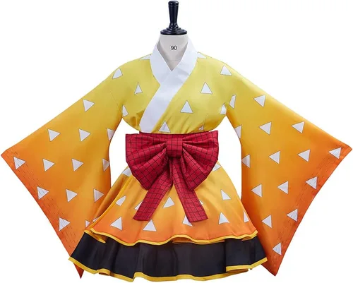 Vista 2 de Willyacos Hashibira - Disfraz de Inosuke para mujer, vestido de Rengoku Kyoujurou, kimono, disfraz de anime para cosplay, vestido de Lolita