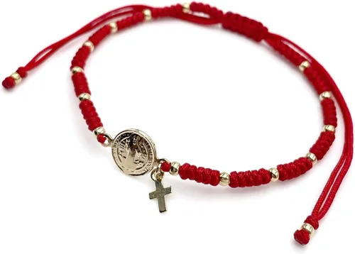 Vista 2 de St Benedict Medal Adjustable Red String Pulsera San Benito