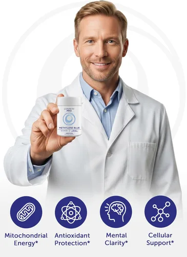 Vista 10 de Lunakai Cápsulas azul de metileno fabricadas en Estados Unidos de grado farmacéutico con vitamina C, B6, B12 – Suplemento diario de apoyo cerebral