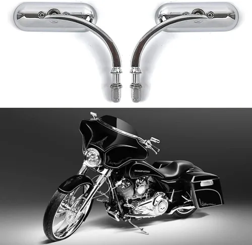 Vista 13 de Espejos de motocicleta en forma de murciélago negro, espejos retrovisores de motocicleta actualizados compatibles con Harley Road King, Sportster