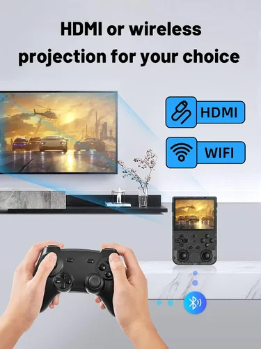Vista 5 de RG353VS Handheld Game Console 3.5 Inch IPS Screen 640*480 High Resolution CPU RK3566 Quad-Core System Linux 1G/64G+16G 3200mAh Battery(Black