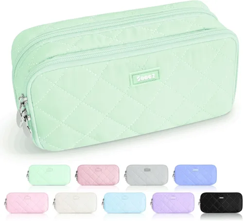 Vista 15 de Sooez Estuche grande para lápices, bolsa para lápices extra grande con 8 compartimentos, bolsa para bolígrafos de apertura amplia, organizador