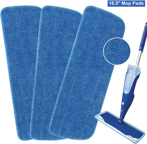 Vista 9 de Paquete de 3 almohadillas de microfibra de repuesto para mopas húmedas y secas, almohadillas reutilizables para trapeadores en aerosol, compatibles