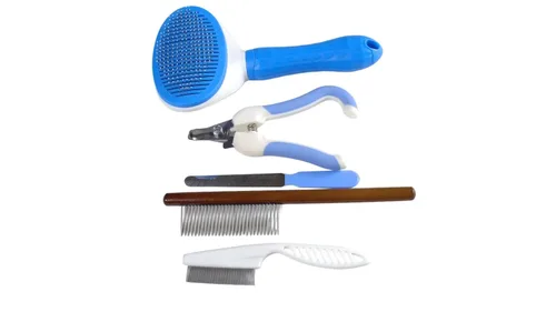 Vista 2 de Pet Grooming 5-Piece Set Brush Comb Nail Clipper Kit