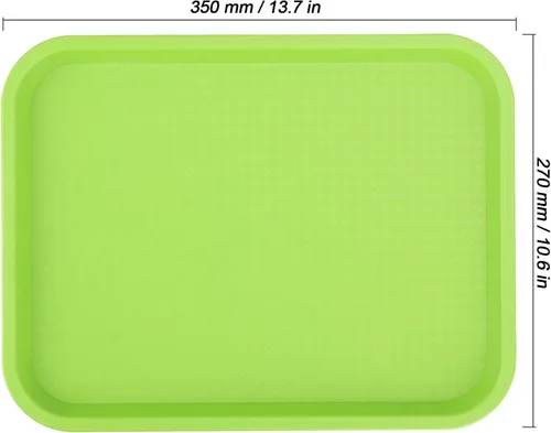 Vista 2 de MUKCHAP Paquete de 12 bandejas para servir comida rápida, bandeja rectangular de plástico de 10 x 14 pulgadas, color verde
