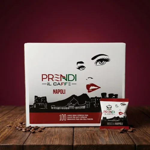 Vista 6 de PRENDI Miscela Napoli Cápsulas de café expreso de una sola porción, mezcla auténtica con sabor refinado, carácter potente y aroma intenso, tostado