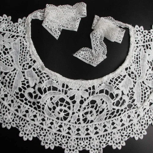 Vista 5 de Acxico Collar falso de encaje para mujer, gargantilla desmontable con solapa, camisa blanca falsa, 1 ud, Blanco
