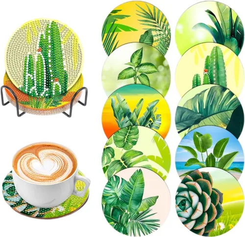 Vista 16 de 6 piezas de posavasos de pintura de diamante Posavasos de arte de diamante Pintura de arte de diamante de trasero de animal Regalo de arte