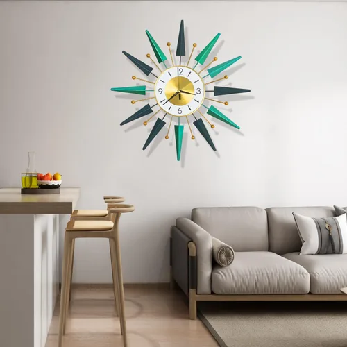 Vista 4 de Reloj grande silencioso de mediados de siglo sin tictac, reloj de pared grande de 23.6 pulgadas decorativo de metal, decoración moderna