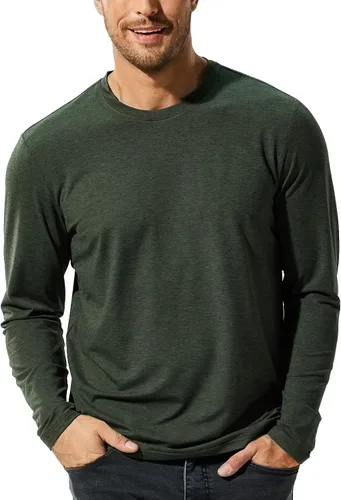 Vista 12 de MIER X-Sofort - Camisetas de manga larga para hombre, ligeras, súper suaves, atléticas, cuello redondo, para correr, descansar, entrenamiento casual