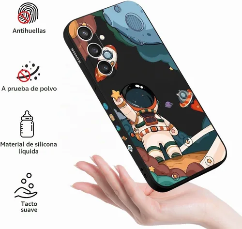 Vista 5 de LEECG Funda para Galaxy S23 FE, diseño creativo de impresión lateral de astronauta para Samsung S23 FE 5G, funda protectora resistente de silicona