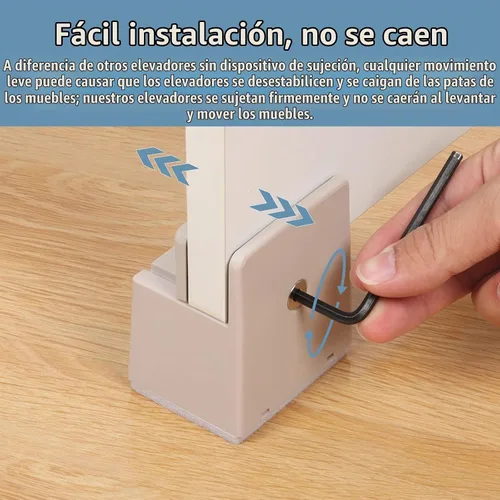 Vista 3 de Elevadores de cama con abrazadera de tornillo ajustable, se adapta a grosor de marco de muebles de 0 a 1.5 pulgadas, elevación en altura de 2