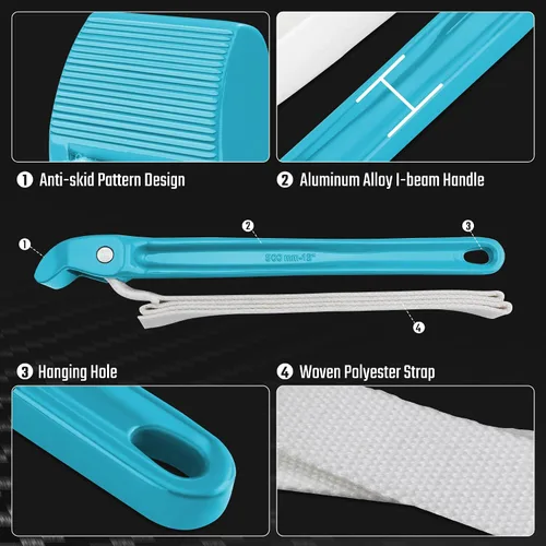 Vista 5 de Llave de correa DURATECH, mango de 12" (30.48 cm), llave de tubo con correa de nylon ajustable, llave de correa para filtro de aceite, azul Llave