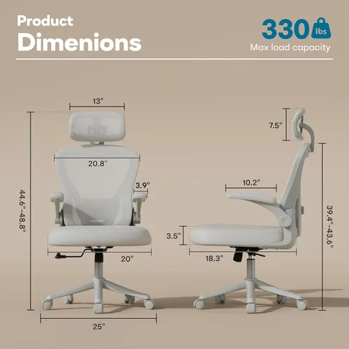Vista 2 de SeekFancy Silla de oficina ergonómica M903, silla de escritorio para computadora con ruedas, silla de oficina de malla con respaldo alto con soporte