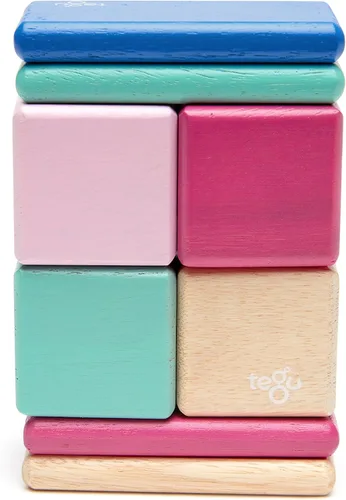 Vista 4 de Juego de bloques de madera magnéticos Tegu Pocket Pouch de 8 piezas, Blossom
