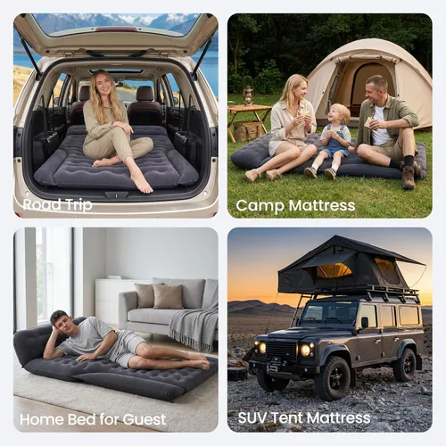 Vista 7 de ABORON SUV Air Mattress with Pump, Inflatable Car Bed for Truck/Tesla/Van Dark Gray