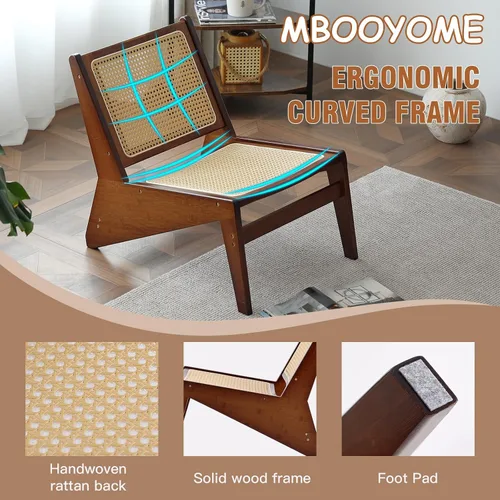 Vista 5 de MBOOYOME Silla decorativa moderna de mediados de siglo para sala de estar, silla baja con marco de madera maciza, cómodo sillón para dormitorio