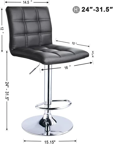 Vista 3 de Leopard - Taburetes de bar ajustables de piel sintética moderna con respaldo, juego de 3, taburetes giratorios de altura de mostrador, taburetes