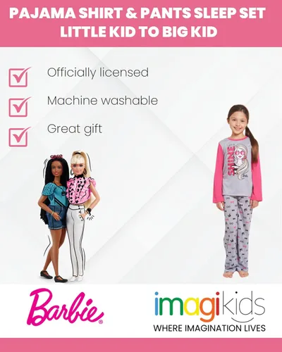 Vista 6 de Barbie Conjunto de pijama y pantalones para niñas pequeñas a grandes