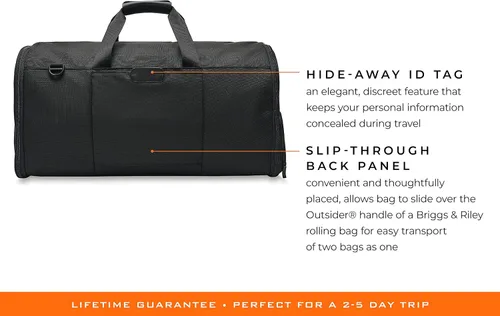 Vista 6 de Briggs & Riley, Negro, bolsa de lona para ropa de 22 pulgadas, Negro -, Bolsa de lona para ropa