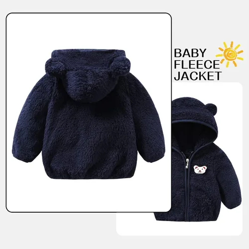 Vista 2 de Chaqueta de forro polar para bebé, ropa de vino para niña, abrigo para niños pequeños