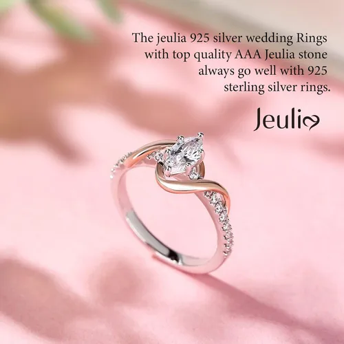Vista 3 de Jeulia "An Encounter with Myself - Anillo de plata de ley de corte marquesa, anillo de compromiso de aniversario, regalo del día de San Valentín