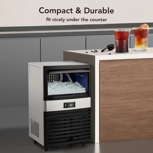 Vista 5 de Máquina comercial para hacer hielo, 155 libras/24 horas con máquina de hielo de acero inoxidable de 50 libras, ajuste de cubitos de hielo