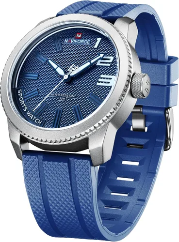 Vista 2 de NAVIFORCE Relojes deportivos impermeables para estudiantes, niños, hombres, reloj de banda de silicona con segunda mano
