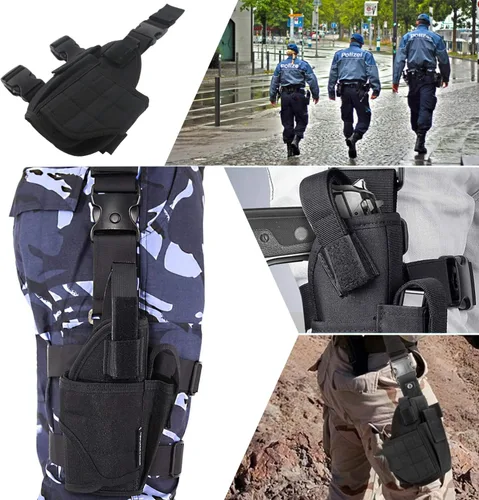 Vista 2 de EKIND Funda táctica para pierna caída, ajustable para diestros y muslos compatible con Nerf Elite Series Blaster (negro)