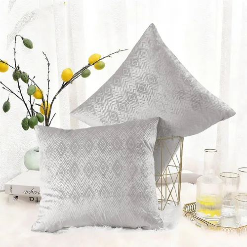 Vista 21 de Juego de 4 fundas de almohada cuadradas decorativas de terciopelo con diamantes de 20 x 20 pulgadas, fundas de almohada geométricas suaves para Aqua