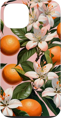 Vista 7 de Carcasa para iPhone 17 con diseño de flores de naranja sobre fondo rosa