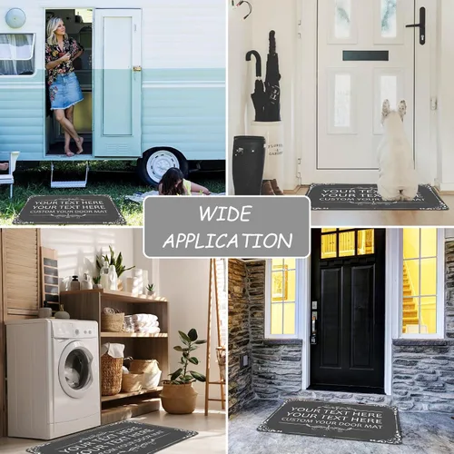 Vista 6 de Felpudo personalizado de texto/logotipo/foto, tapete de bienvenida personalizado con respaldo antideslizante para interiores y exteriores, tapete