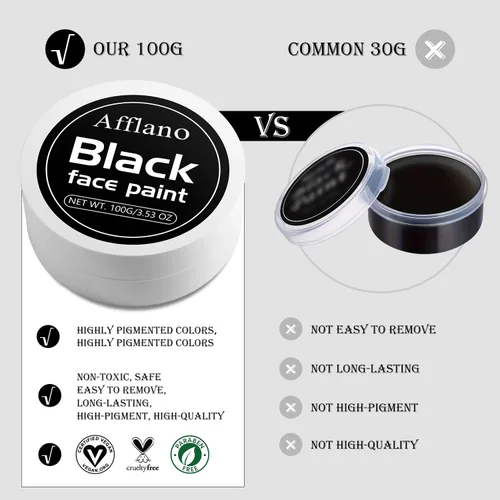Vista 2 de DE'LANCI Face Paint Black + White Clown Makeup Face Body Paint Set, High Pigment Professional Oil-Based Cosmetic Paint for Halloween SFX Makeup