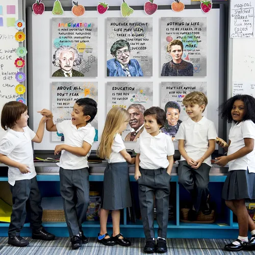 Vista 5 de Arte de pared motivacional de científicos famosos para decoración de aula, carteles e impresiones inspiradoras de celebridades para escuela