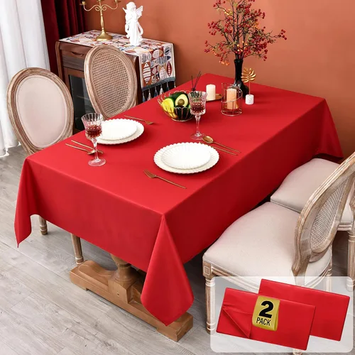 Vista 33 de MEANMOY Mantel cuadrado de poliéster lavable, resistente al agua y a las manchas, de 210 GSM, de 54 x 54 pulgadas, mantel de mesa rectangular sin