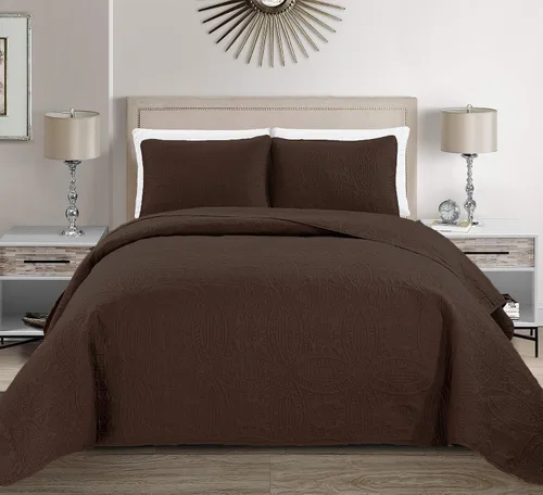 Vista 8 de Fancy Collection Solid # Austin - Juego de colcha, cubrecama, estampado en relieve.