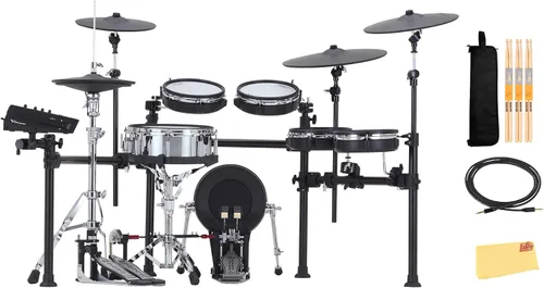 Vista 17 de Roland TD313 V-Drums Kit de batería electrónica Bundle con trono de batería, cable de audio, baquetas, bolsa para baquetas y paño de pulido