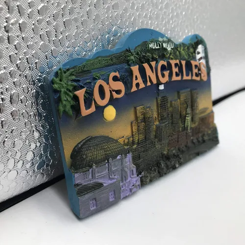 Vista 6 de 3D Los Ángeles USA imán para refrigerador turístico recuerdos de viaje hecho a mano resina artesanía pegatinas magnéticas decoración hogar cocina