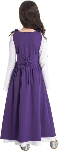 Vista 4 de Nikiikoo Vestido vintage renacentista para niños y niñas, vestido gótico medieval, vestido largo para Halloween
