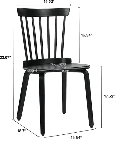 Vista 8 de Dining Chairs Set of 2, Farmhouse Wooden Spindle Back Kitchen Chairs, Windsor Dining Chairs for Kitchen and Dining Room, Solid Wood Slat Back Black